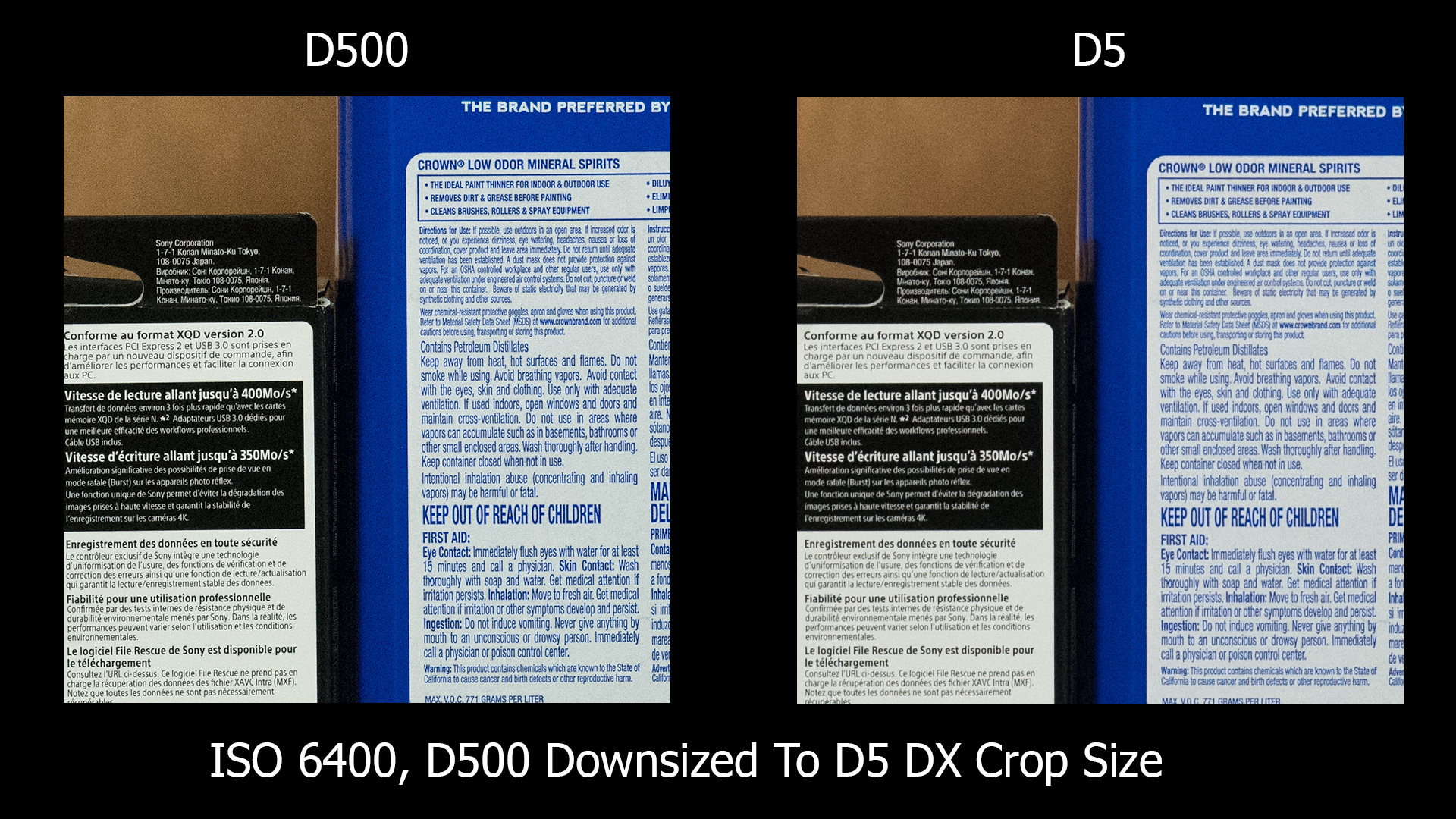 D500 vs D5 ISO 6400 D500 downsampled