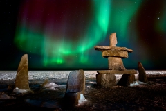 Northern Lights Over The Inukshuk